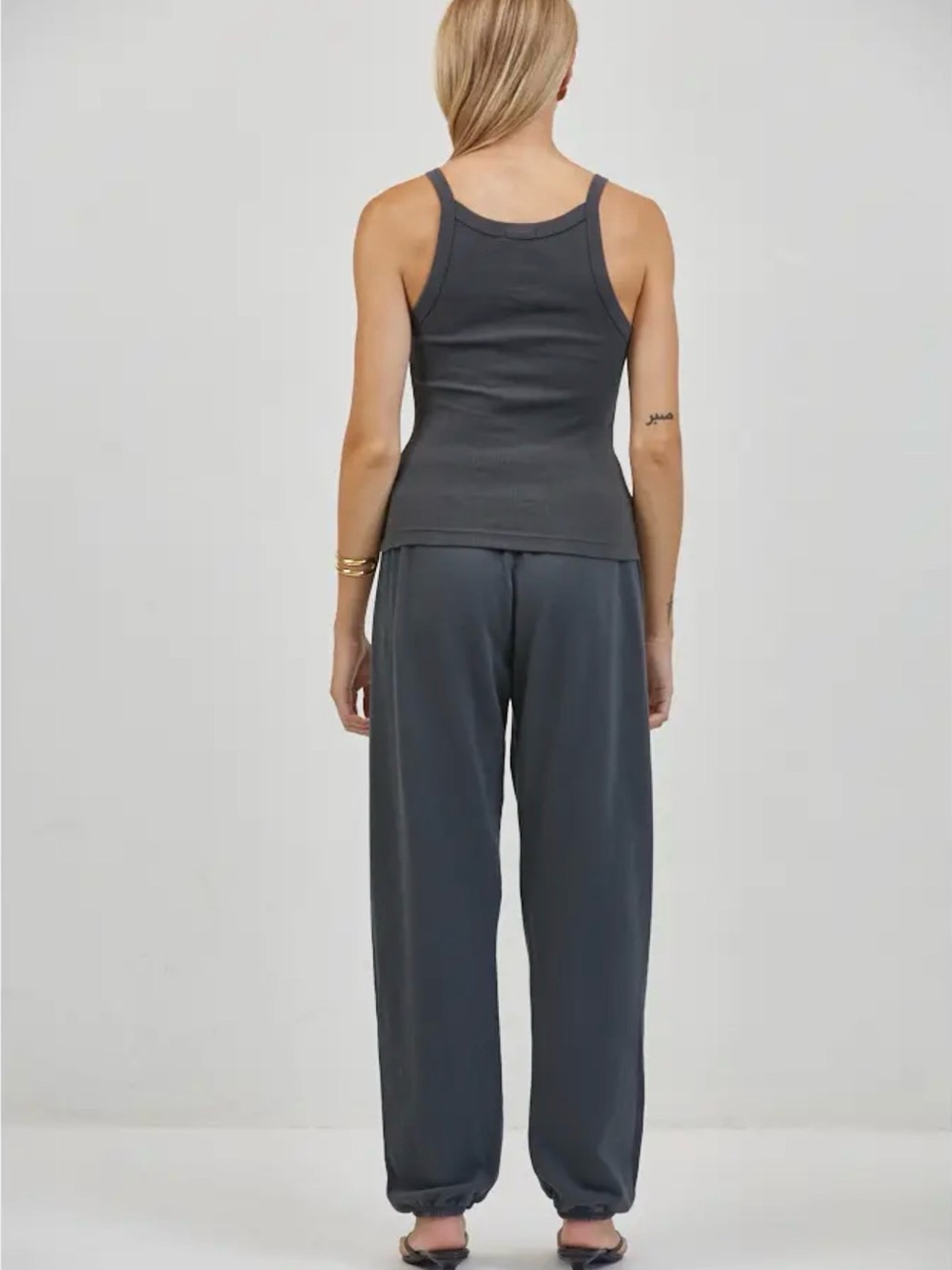 A. Ren 💯 organic cotton Charcoal Ribbed Tank Top  - Dark Gray